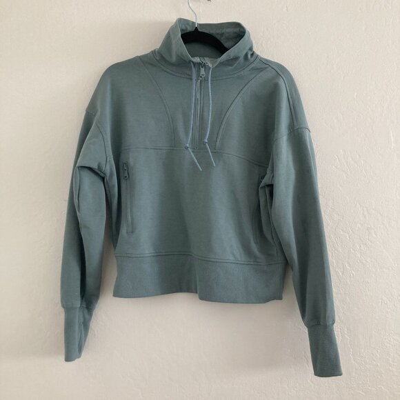 Old Navy Active Dynamic Fleece Half-Zip Jacket Green Mockneck Pullover Travel M - Picture 2 of 10